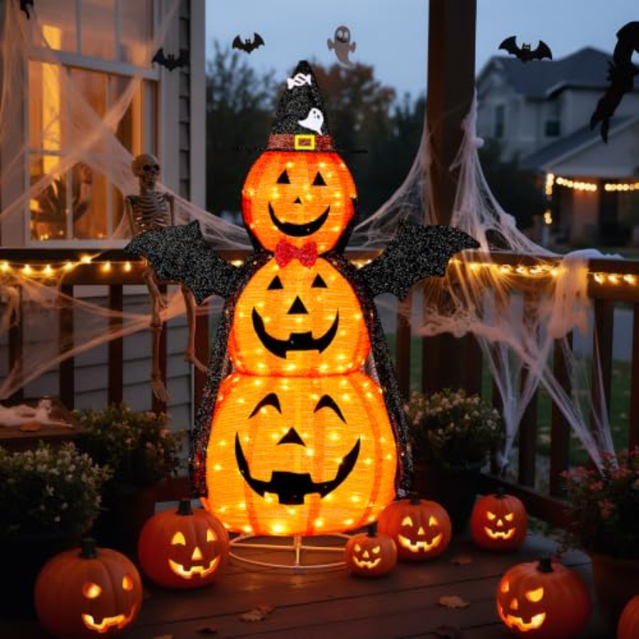 Orange Lighting Decor - Decoraciones de Halloween para exteriores: Calabaza
