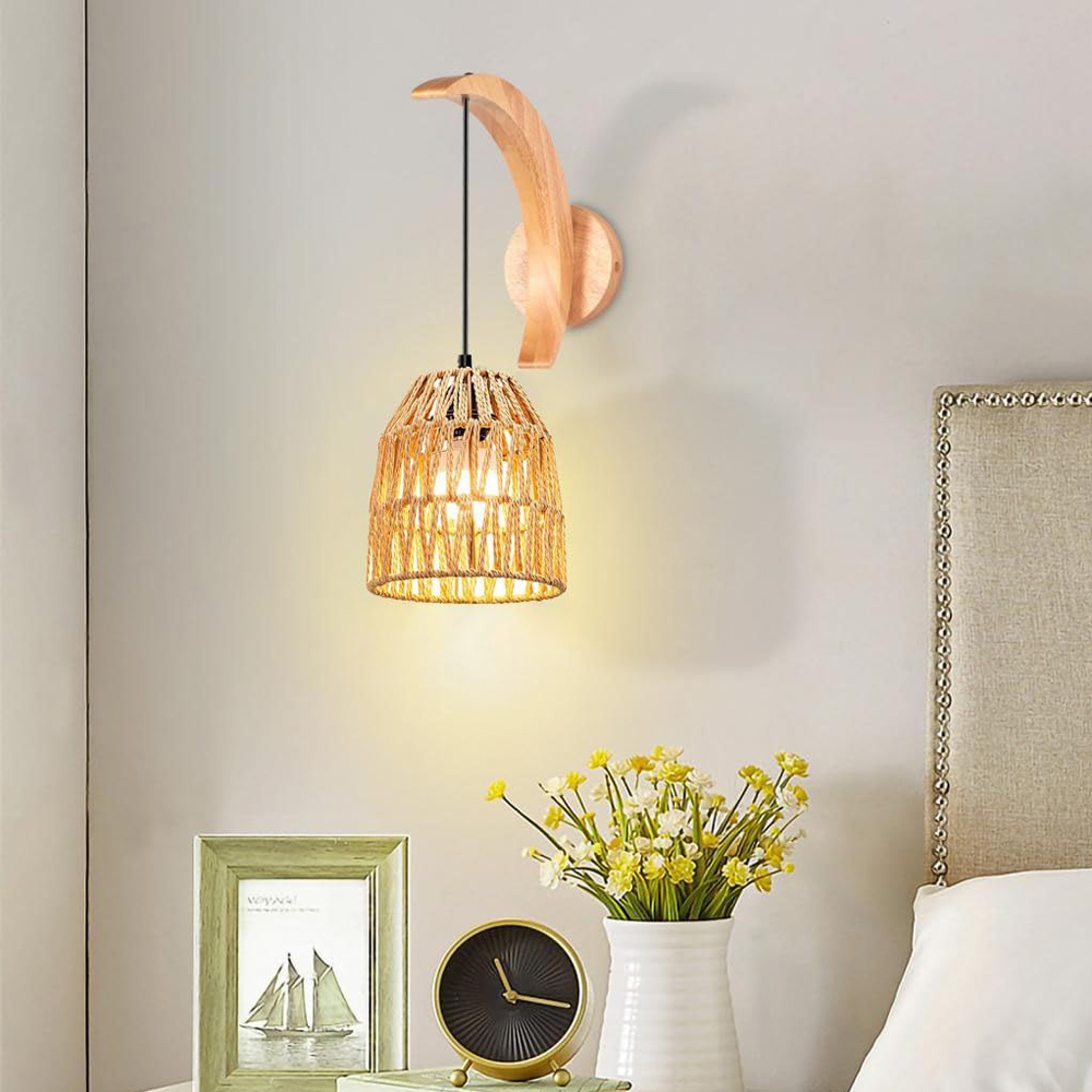 Lámpara de pared de ratán bohe - Foyer Lighting Wall Decor reseña y precio