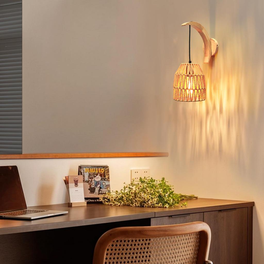 Lámpara de pared de ratán bohe - Foyer Lighting Wall Decor reseña y precio